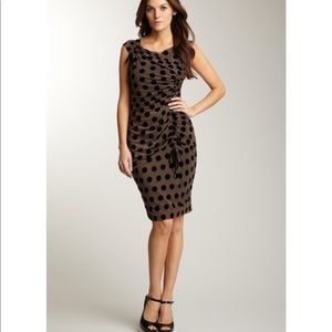 Eva Franco Polka Dot Fitted Ruched Dress